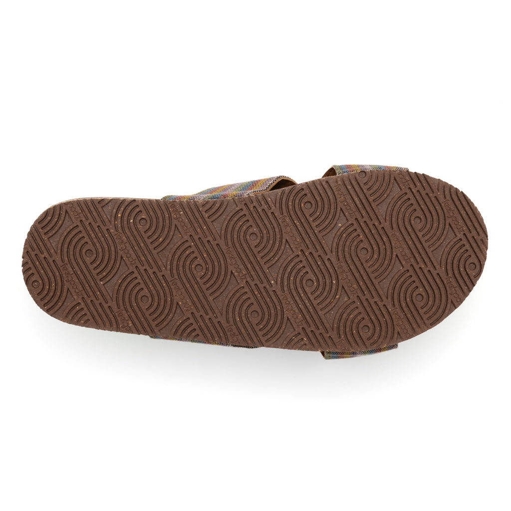 Brown sandal sole with wavy pattern on a white background