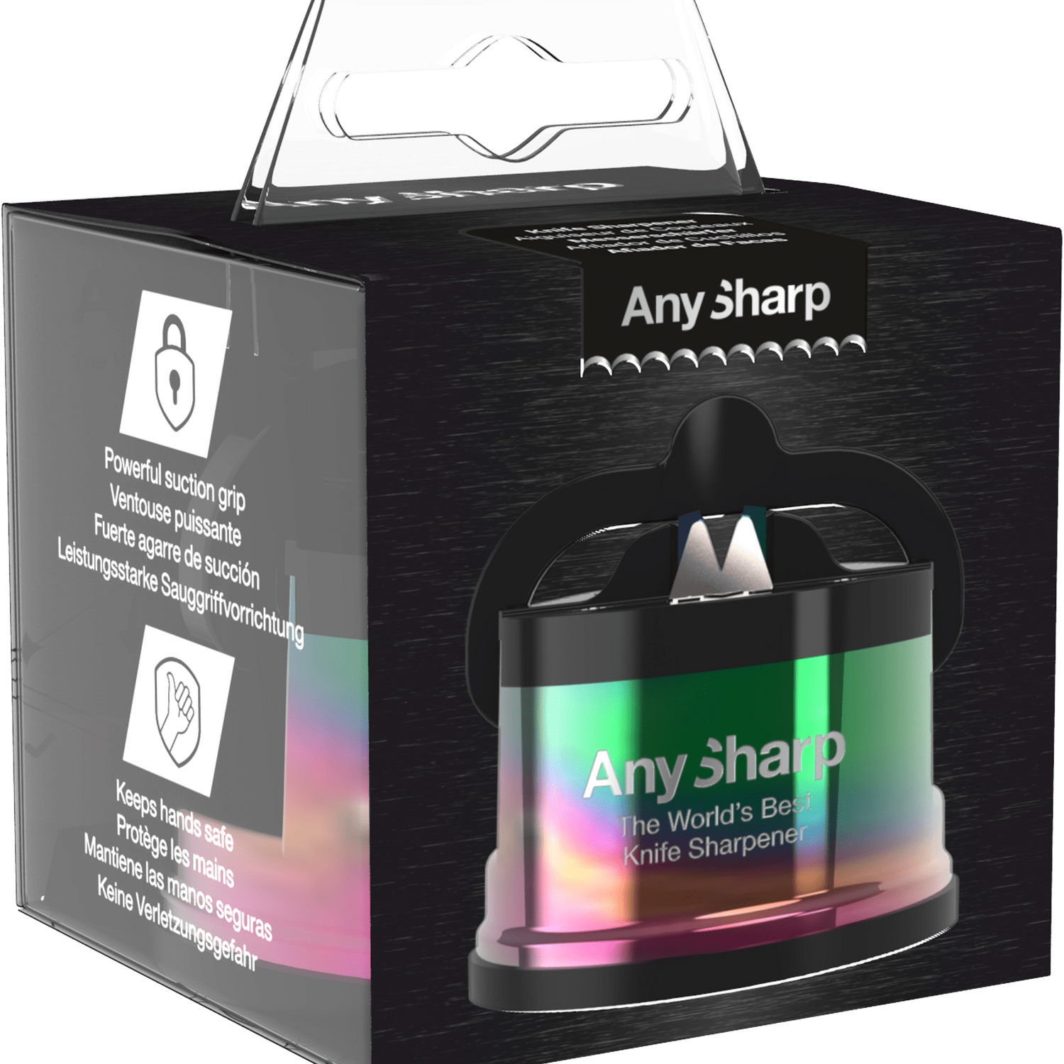 Any Sharp knife sharpener packaging with clear window