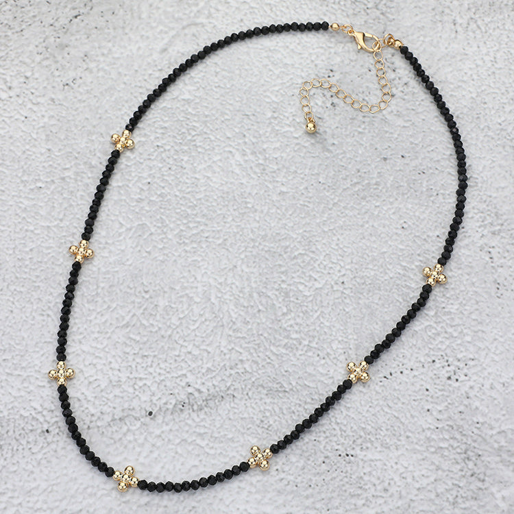 Crystal Bead Necklace-Jet