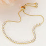 CZ  BEZEL ADJUSTABLE PULL TIE BRACELET-Gold