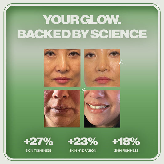 Package of Crushed Tonic Grass-Fed Collagen Matcha on a white background