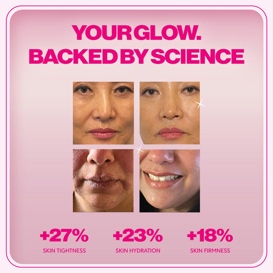 Pink package of Crushed Tonic Grass-Fed Collagen Strawberry Milk flavor on a white background