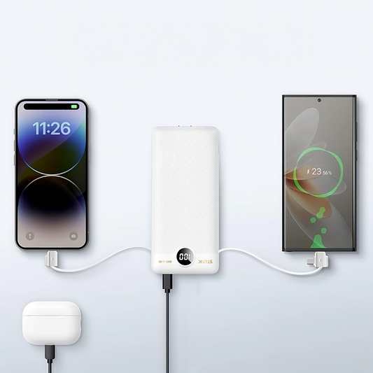 GO HUB 3-in-1 Portable Power Bank with Wall Plug - White