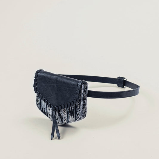 Side shot of Kilim Belt Bag in Black
