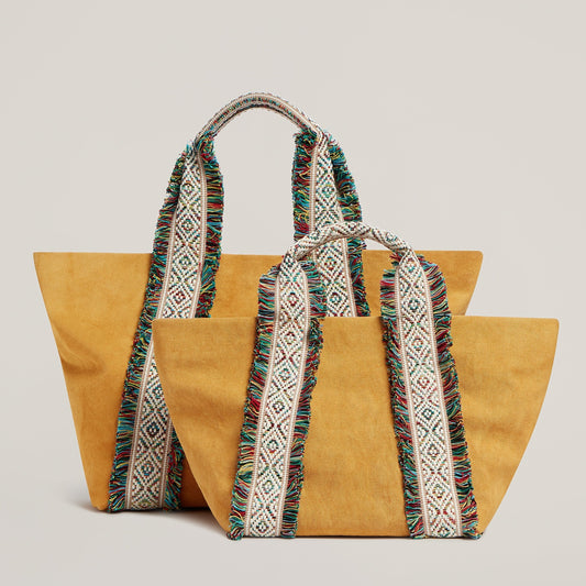 Front shot of Italian Canvas Mini Tote in Saffron