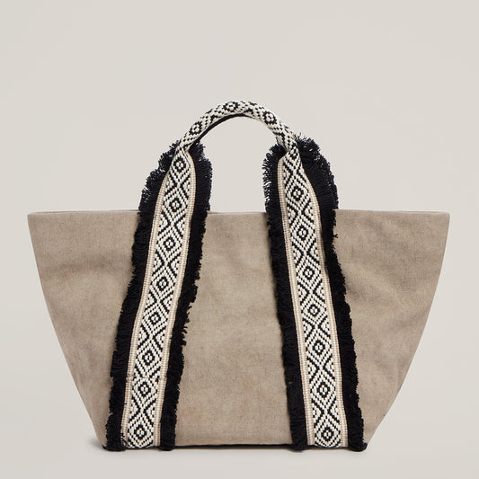 Front shot of Italian Canvas Mini Tote in Natural