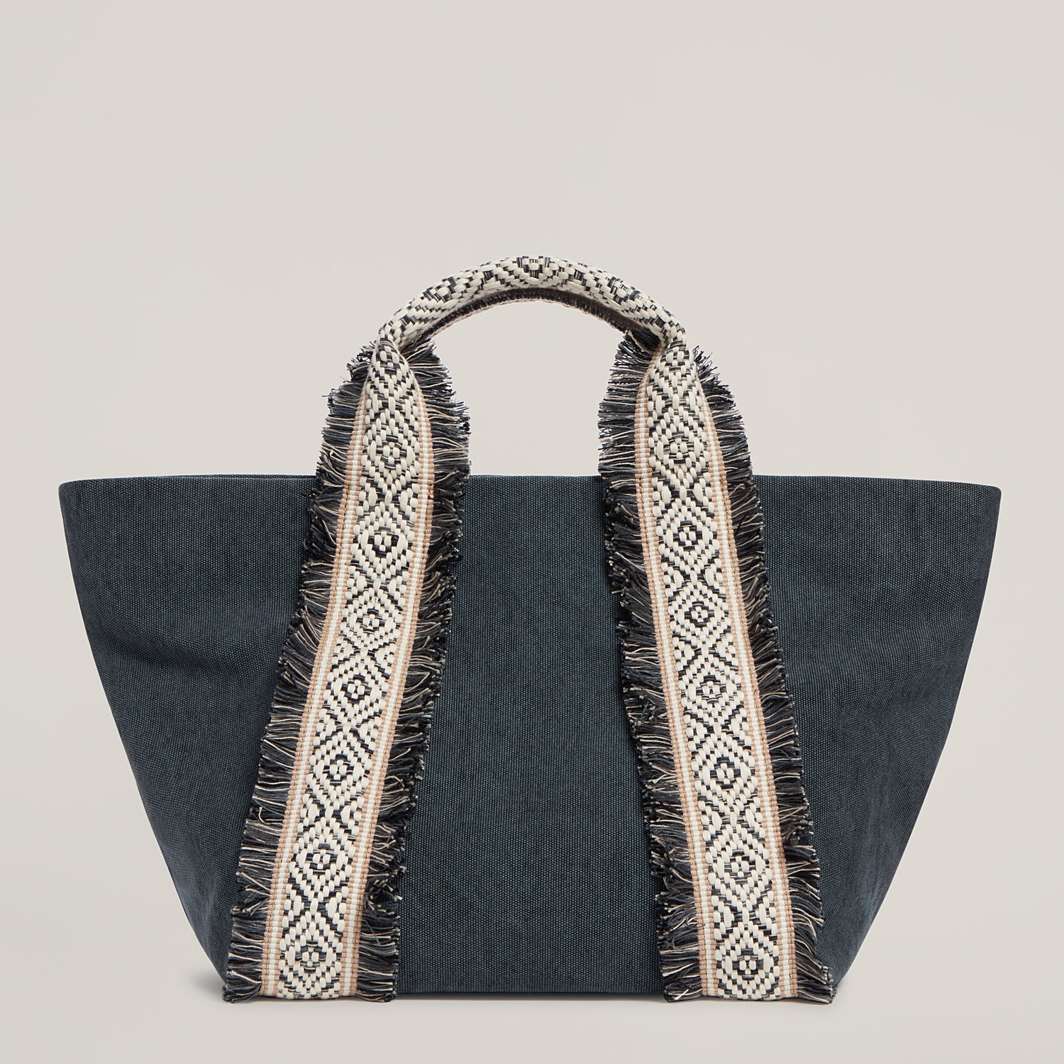 Front shot of Italian Canvas Mini Tote in Charcoal