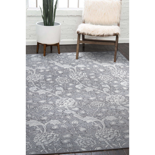 Kalini Floral Grey Washable Rug