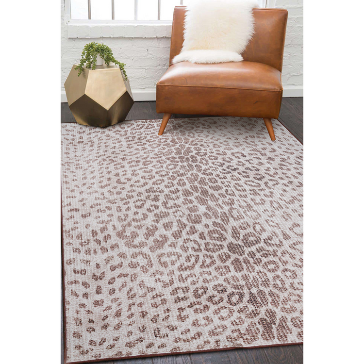 Miya Leopard Brown Washable Rug