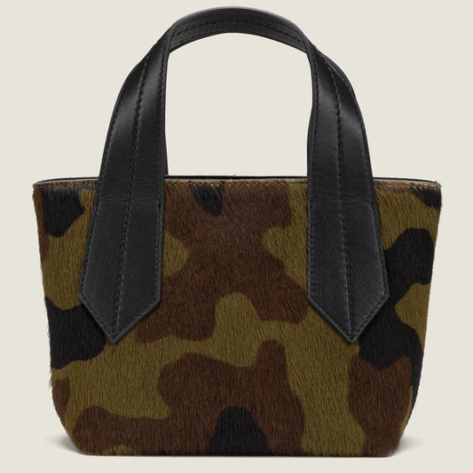 FRONT SHOT OF THE TAB TOTE MINI IN CAMO