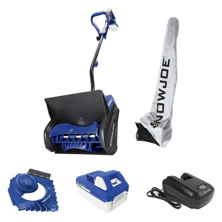 24-Volt Cordless 13-Inch Snow Shovel Kit | W/ 4.0-Ah Battery, Charger, Cover, Ice Dozer and Extended Warranty