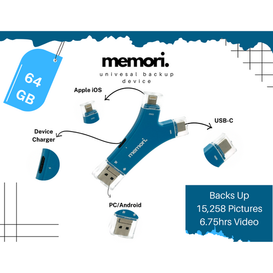 Memori 64GB Universal Photo & Video Backup Expansion Device for Phones & Tablets