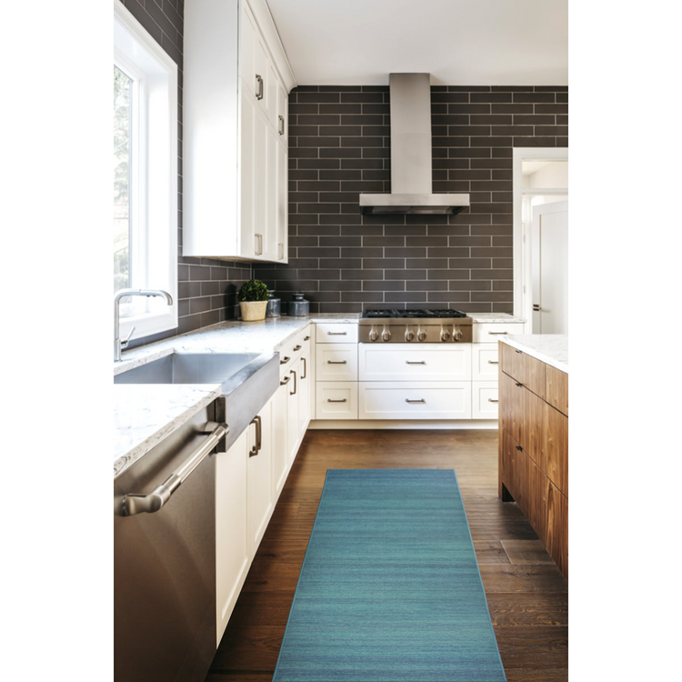 Solid Blue Washable Rug