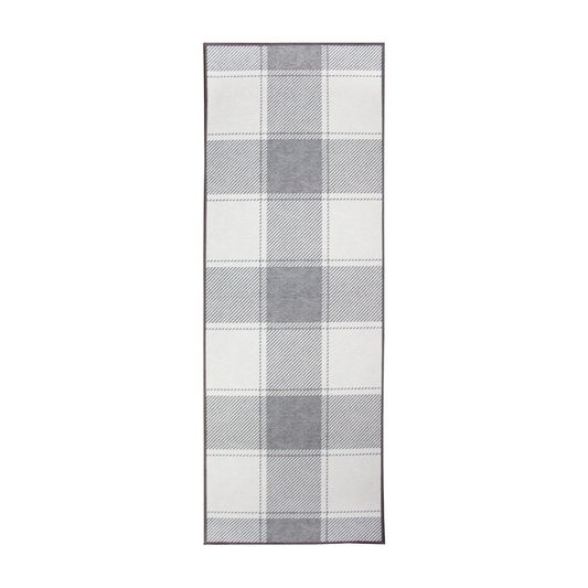 Buffalo Plaid Grey and White Washable Rug