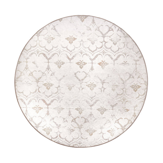 Leilani Damask Ivory Washable Rug