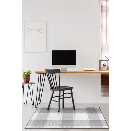 Buffalo Plaid Grey and White Washable Rug