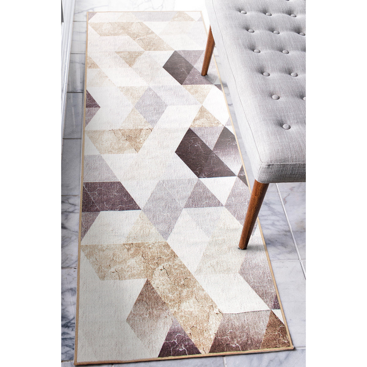 Lattice Geometric Neutral Washable Rug