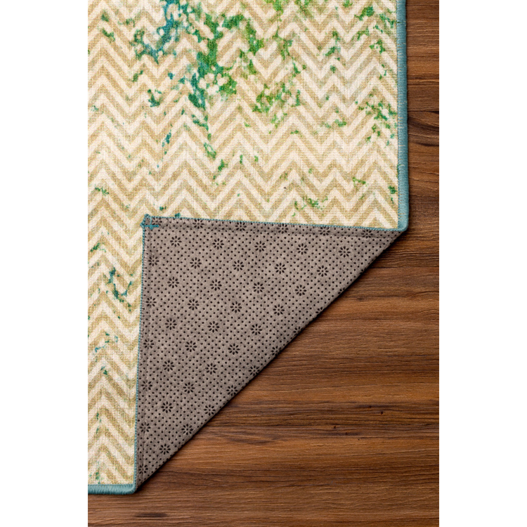 Hazel Chevron Teal Washable Rug