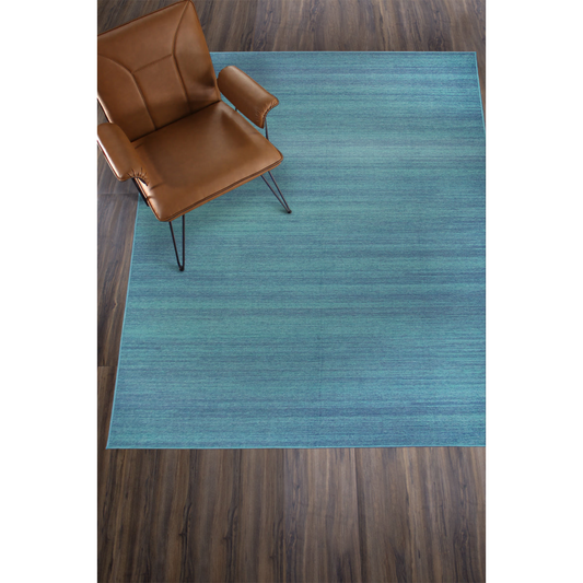 Solid Blue Washable Rug