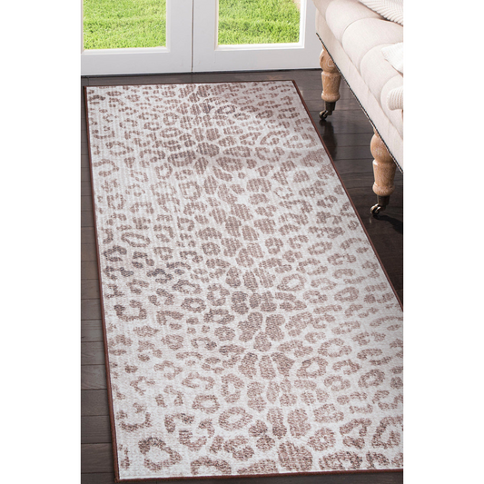 Miya Leopard Brown Washable Rug