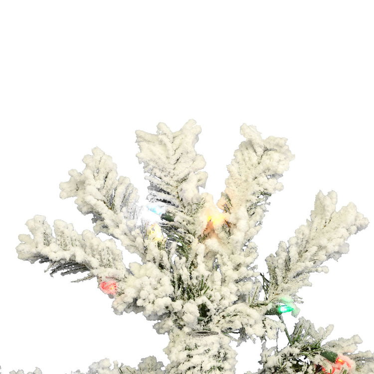 Flocked Pacific Pencil Artificial Christmas Tree with LED Lights - 7.5'
