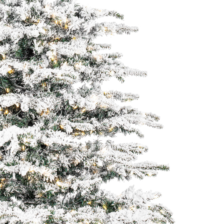 Flocked Sierra Fir Artificial Christmas Tree with White Single Mold LED lights - 7.5' x 57"