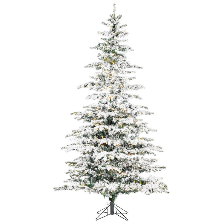 Flocked Sierra Fir Artificial Christmas Tree with White Single Mold LED lights - 6.5' x 50"