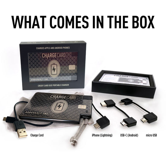 CharGeCard® Ultra-tunn kreditkortsstorlek Telefonladdare svart