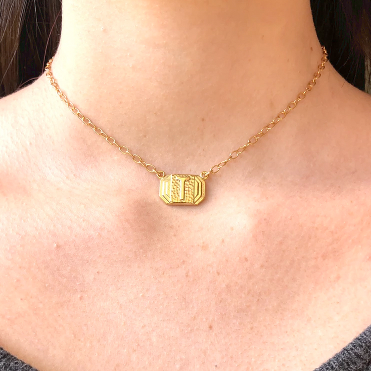 Art Deco Initial Necklace-Gold