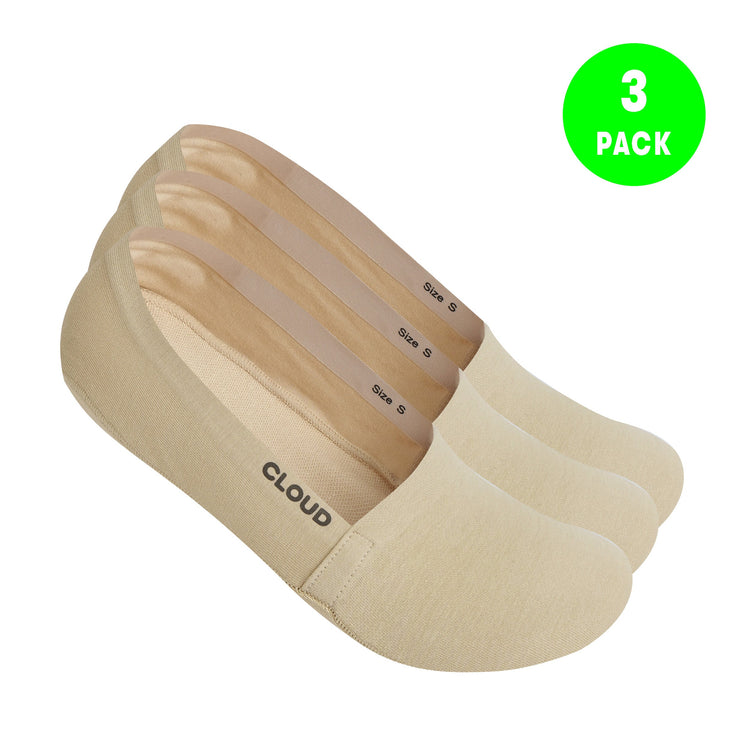 CLOUD Terry NO SHOW SOCKS - Beige - 3Pack