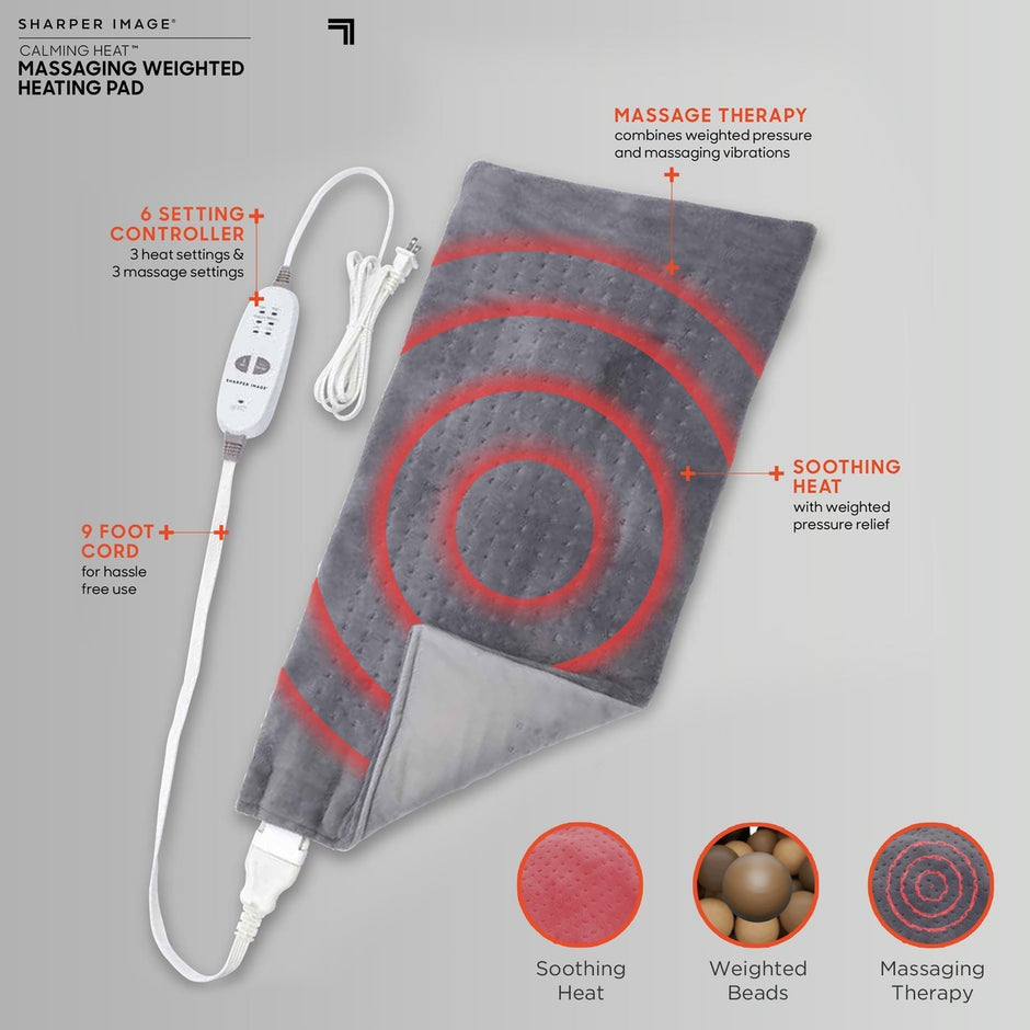 Calming Heat By Sharper Image Weighted Massaging Heating Pad Local