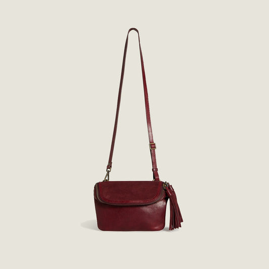 Convertible Fringe Belt Bag in Burgundy