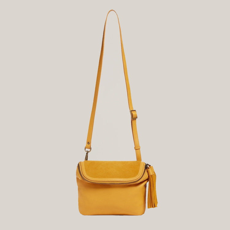 Convertible Fringe Belt Bag in Saffron