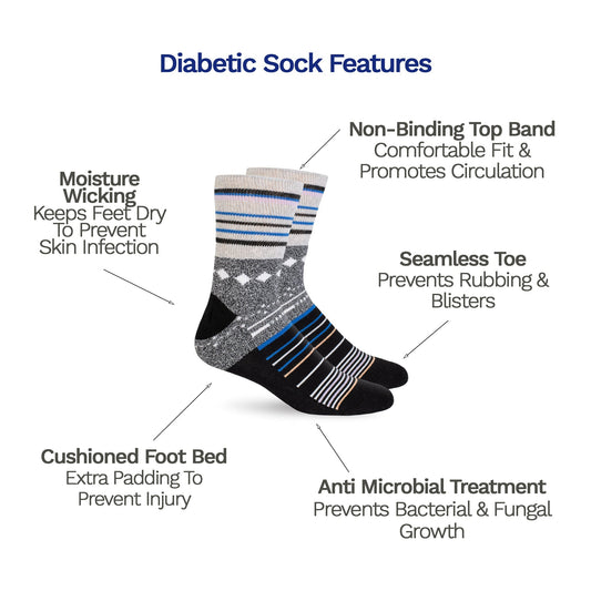 Diabetic Socks - Black Stars