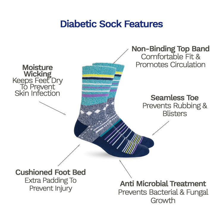 Diabetic Socks - Grey Stars
