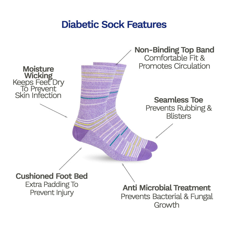 Diabetic Socks - Purple  Stripes