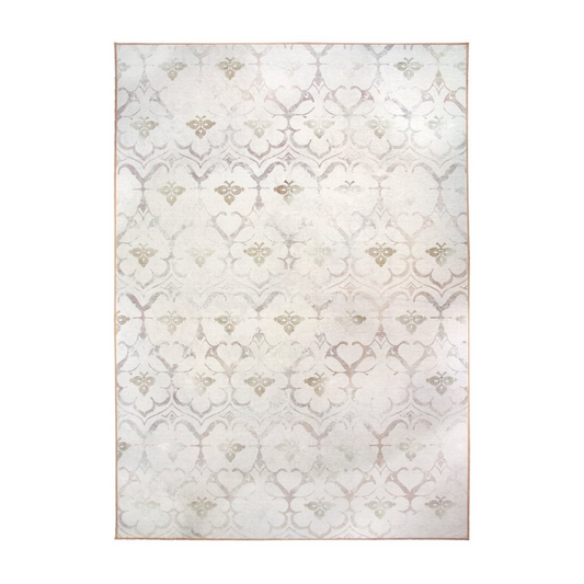 Leilani Damask Ivory Washable Rug