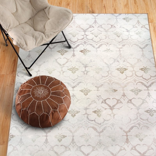 Leilani Damask Ivory Washable Rug