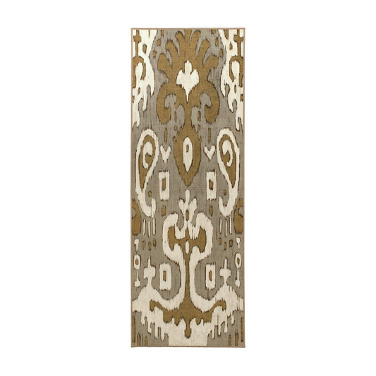 Ochre Ikat Grey Gold Washable Rug