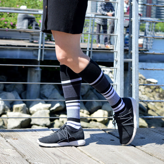 Stripe Cotton Black/Grey Energy Socks