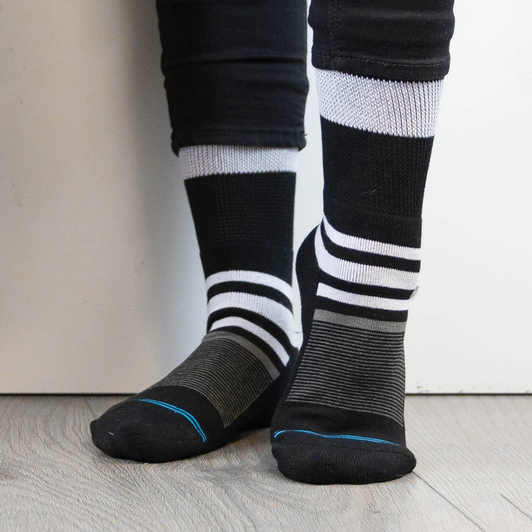 Diabetic Socks for Men, Diabetic Socks For Women, Neuropathy, Non Binding, Seamless - Black Stripes