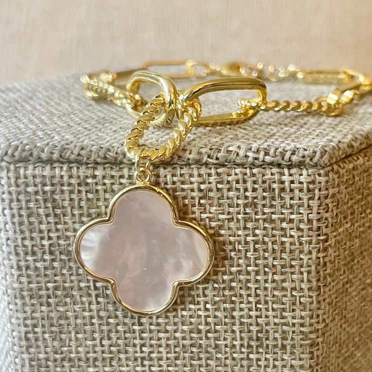 Mother of Pearl Charm Bracelet-Gold