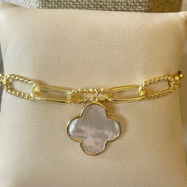 Mother of Pearl Charm Bracelet-Gold