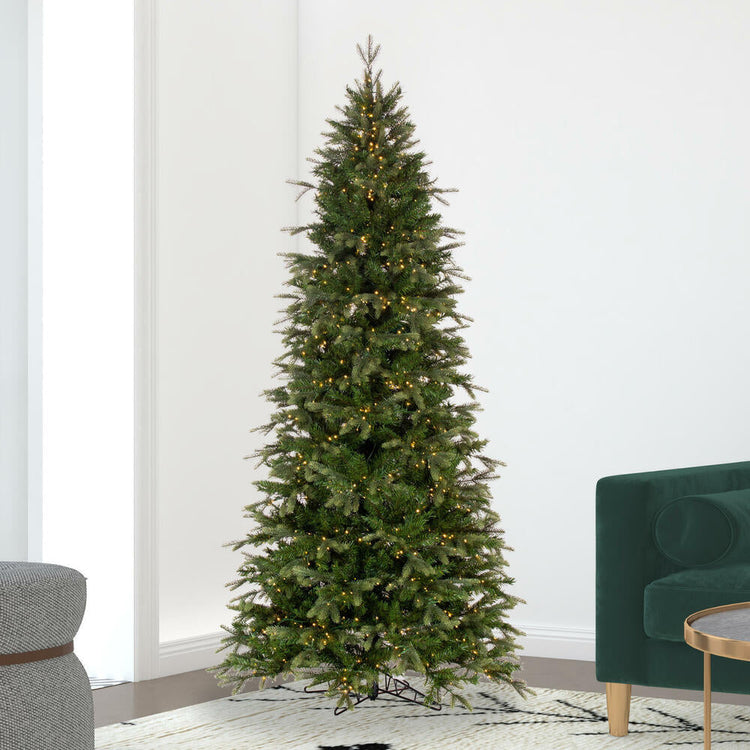 Douglas Fir Artificial Slim Christmas Tree with Warm White LED Lights - 10' x 54"