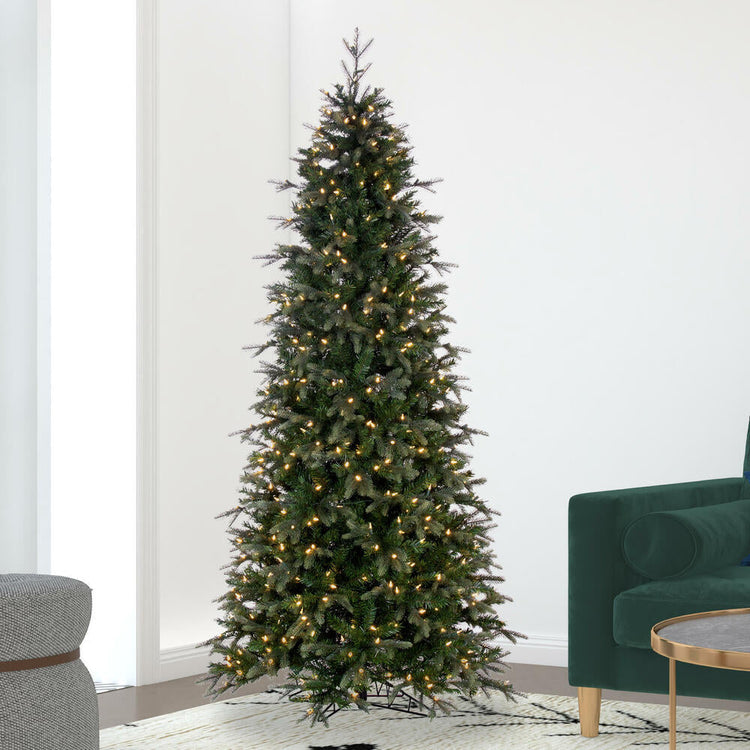 Douglas Fir Artificial Slim Christmas Tree with Warm White LED Lights - 6.5' x 40"