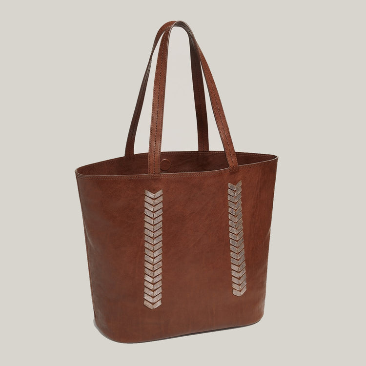 Laced Up Leather Tote in Chocolate