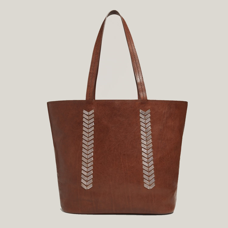 Laced Up Leather Tote in Chocolate