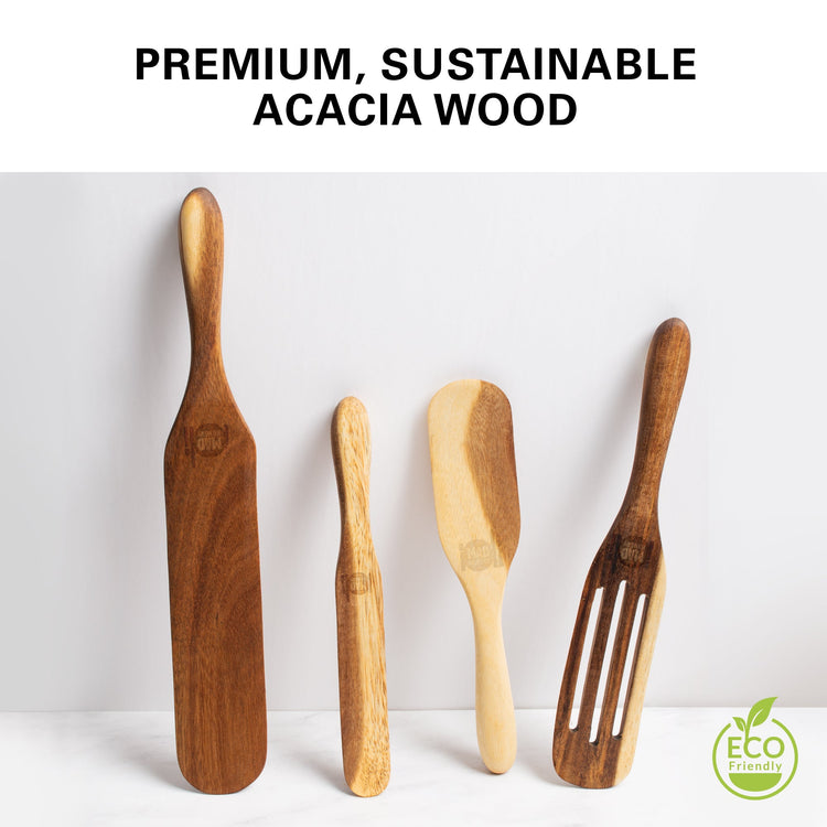 Buy 1 Get 1 - 4pc Acacia Wood Spurtle Set, Natural
