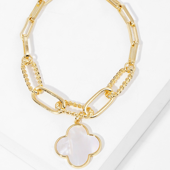 Mother of Pearl Charm Bracelet-Gold