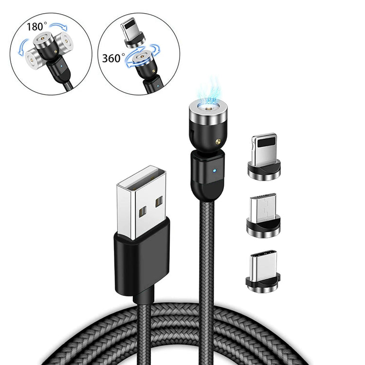 3 Cable Bundle: Statik 360 Universal Charge Cable With 3 Rotating Magnetic Connectors